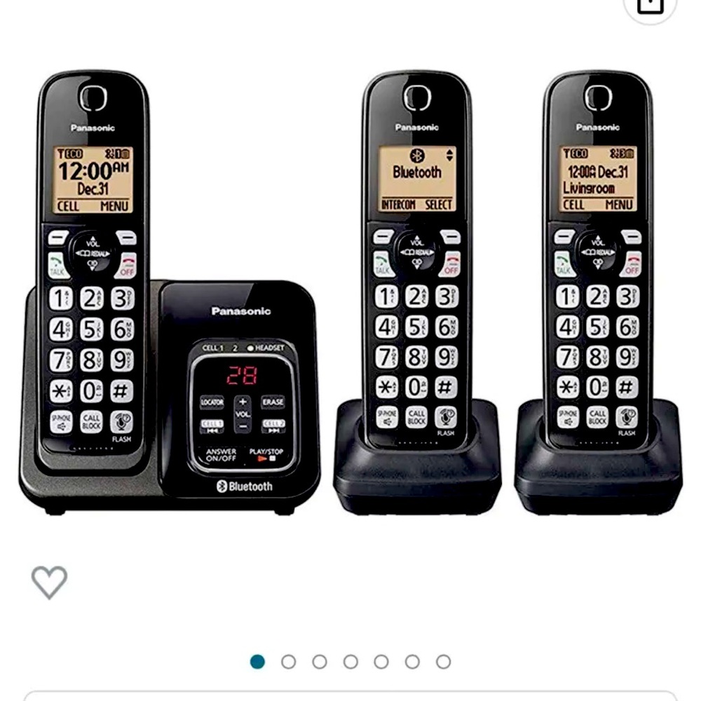 Panasonic KX-TG833SK Bluetooth Link2Cell Cordless Phone with Voice Assist and...